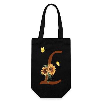 Lettre l tournesol papillon - Sac à bouteille - noir - Devant