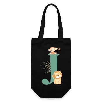 Letter j green jungle animals - Gift Bag for Bottles - black - Front