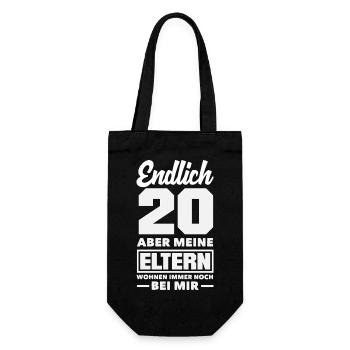 Funny 20th Birthday Gift - Gift Bag for Bottles - black - Front