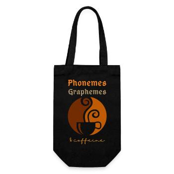 Phonemes Graphemes Caffeine Coffee Lover Teacher - Gift Bag for Bottles - black - Front