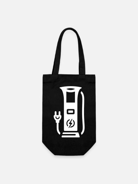 Ladestation Elektromobilität Symbol Strom - Geschenkbeutel für Flaschen - Schwarz