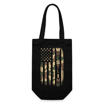 Wrestling USA Flagge Camo Patriot Design - Geschenkbeutel für Flaschen - Schwarz - Vorne