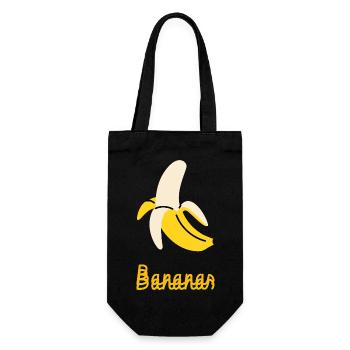 Bananen-Pop-Art-Grafik – Lustiges Bananen-Frucht-Design - Geschenkbeutel für Flaschen - Schwarz - Vorne