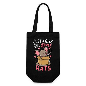 Nur ein Mädchen, das Ratten liebt - Geschenkbeutel für Flaschen - Schwarz - Vorne
