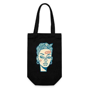 Female face #7 - Gift Bag for Bottles - black - Front