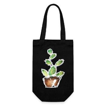 Petit cactus vert - Sac à bouteille - noir - Devant