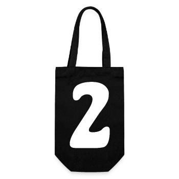 Zwei: Minimalistische Ziffer 2 | Zweiter - Geschenkbeutel für Flaschen - Schwarz - Vorne