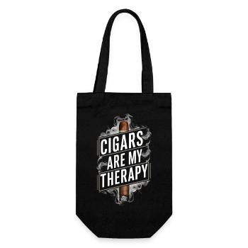 Zigarren sind meine Therapie, lustige Zigarrenraucherin - Geschenkbeutel für Flaschen - Schwarz - Vorne