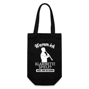 Warum ich Klarinette spiele? Weil ich es kann - Geschenkbeutel für Flaschen - Schwarz - Vorne