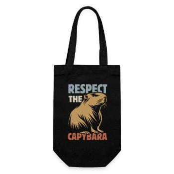 Vintage Respect The Capybara - Spruch - Geschenkbeutel für Flaschen - Schwarz - Vorne