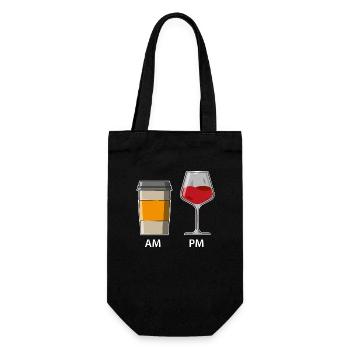 AM PM - Café le matin - Vin le soir - Sac à bouteille - noir - Devant