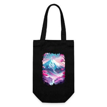 Retro Japanese Aaesthetic Landscape - Gift Bag for Bottles - black - Front