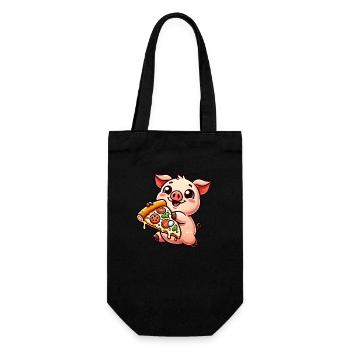 Funny Pig Pizza Cartoon Pizza Lover - Gift Bag for Bottles - black - Front