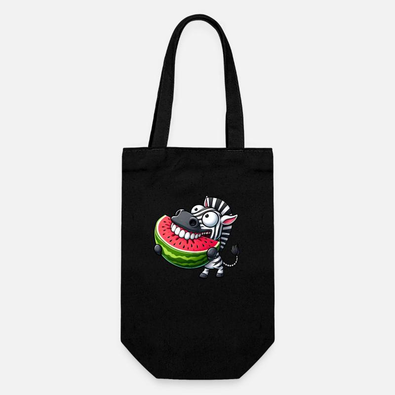Spectacle de dents joyeuses de pastèque zébrée fantaisiste - Sac à bouteille - noir