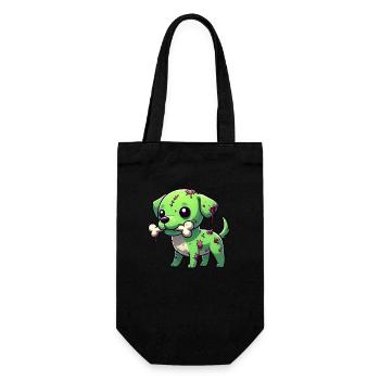 Mignon Halloween chien zombie beagle avec os - Sac à bouteille - noir - Devant