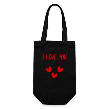 ICH LIEBE DICH. LIEBE. VALENTINSTAG. JUNGGESELLINNENABSCHIED. ICH LIEBE DICH. - Geschenkbeutel für Flaschen - Schwarz - Vorne