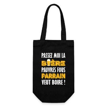 Passez moi la bière parrain t-shirt humoristique - Sac à bouteille - noir - Devant