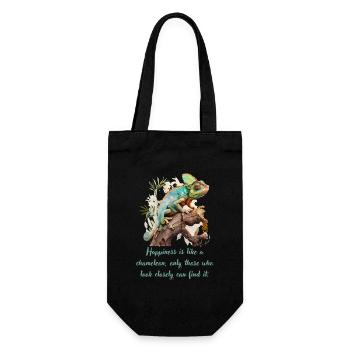 Chamäleon-Das Glück ist wie ein Chamäleon, ... Eng - Geschenkbeutel für Flaschen - Schwarz - Vorne