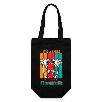 Summertime with Wine and smile - Geschenkbeutel für Flaschen - Schwarz - Vorne