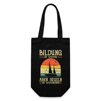 Bildung Ist Wichtig Aber Segeln Ist Wichtigerer - Geschenkbeutel für Flaschen - Schwarz - Vorne