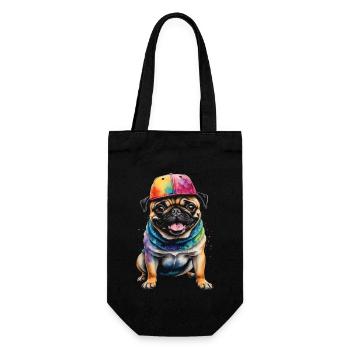 Carlin Snapback Cap Chien Coloré Drôle Design Imprimer - Sac à bouteille - noir - Devant