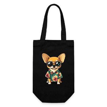 Chihuahua Hund Lustig Sommer - Geschenkbeutel für Flaschen - Schwarz - Vorne