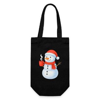 Snowman with red scarf and cup - Gift Bag for Bottles - black - Front