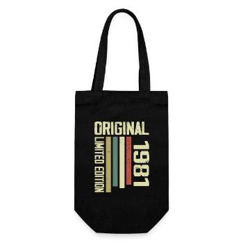 Retro 1981 Geschenk 43. Geburtstag Jahrgang 1981 - Geschenkbeutel für Flaschen - Schwarz - Vorne