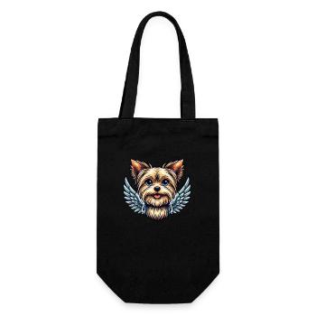 Süßer Yorkshire Terrier Engel mit Flügeln - Geschenkbeutel für Flaschen - Schwarz - Vorne
