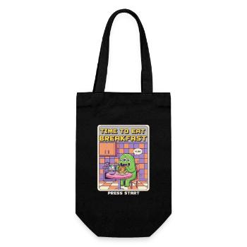 Zeit zum Frühstück Monster Retro Pixel Gaming - Geschenkbeutel für Flaschen - Schwarz - Vorne