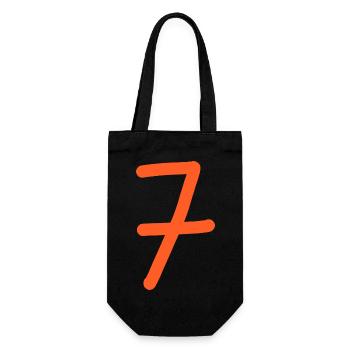 7 Nummer sieben Zahl orangen Geburtstag - Geschenkbeutel für Flaschen - Schwarz - Vorne