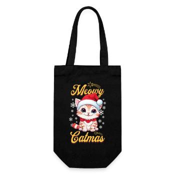 Cat Christmas Merry Meowy Catmas Ugly Cute - Gift Bag for Bottles - black - Front
