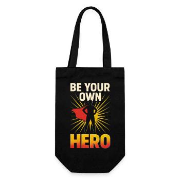 Be Your Own Hero – Stylisches Empowerment Statemen - Geschenkbeutel für Flaschen - Schwarz - Vorne