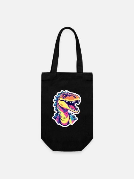 Tyrannosaurus Rex Dinosaurier Illustration - Geschenkbeutel für Flaschen - Schwarz