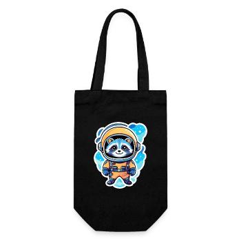 Raccoon Astronaut Illustration - Gift Bag for Bottles - black - Front