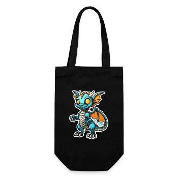 Cute Dragon Skeleton Illustration - Gift Bag for Bottles - black - Front