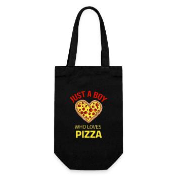 just a boy who loves pizza - Geschenkbeutel für Flaschen - Schwarz - Vorne