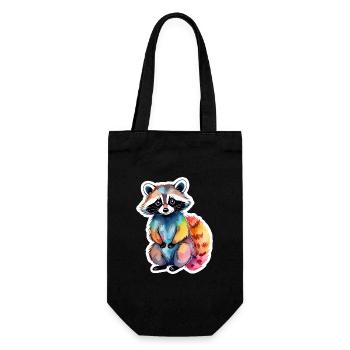 Illustration aquarelle de raton laveur - Sac à bouteille - noir - Devant