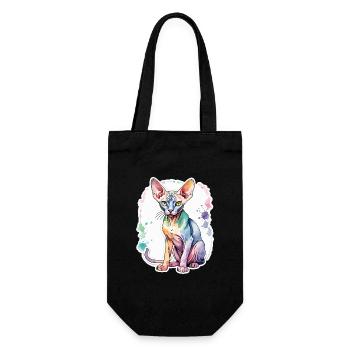 Sphynx Katze Wasserfarben - Geschenkbeutel für Flaschen - Schwarz - Vorne
