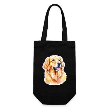 Golden Retriever Wasserfarben - Geschenkbeutel für Flaschen - Schwarz - Vorne