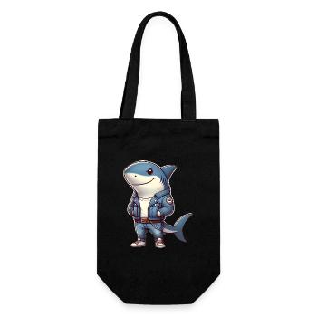 Cool Shark in Denim Jacket Design - Gift Bag for Bottles - black - Front