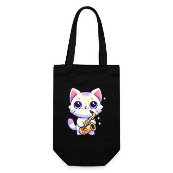 Adorable chat avec graphique de saxophone - Sac à bouteille - noir - Devant