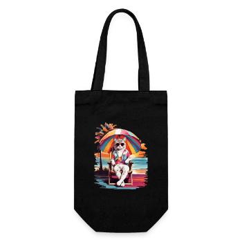CAT'S BEACH TIME, CAT HOLIDAY AND SUMMER VIBES - Gift Bag for Bottles - black - Front