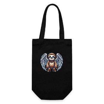 Cute Sloth Angel Cartoon with Wings - Gift Bag for Bottles - black - Front