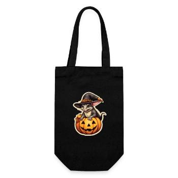 Halloween Hexenratte mit Kürbis - Geschenkbeutel für Flaschen - Schwarz - Vorne