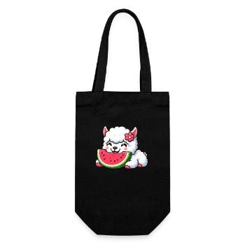 Llama Alpaca Watermelon Cartoon Summer - Gift Bag for Bottles - black - Front