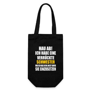 hau ab ich habe eine verrückte schwester - Geschenkbeutel für Flaschen - Schwarz - Vorne