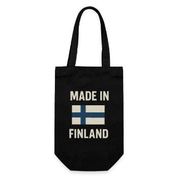 Finnische Flagge und Text Made in Finland - Geschenkbeutel für Flaschen - Schwarz - Vorne
