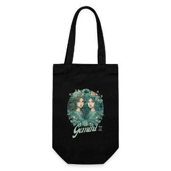Zwilling Sternzeichen Gemini Horoskop Zwillinge - Geschenkbeutel für Flaschen - Schwarz - Vorne