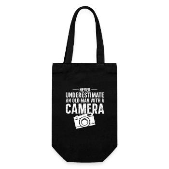 Never underestimate an old man with a camera - Gift Bag for Bottles - black - Front